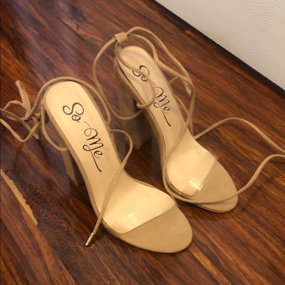 Fashion Nova Beige Strappy Heels